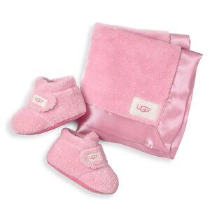 UGG Baby's 2-Piece Ultra Soft Bixbee Lovey Booties & Blanket Set Great Baby Gift